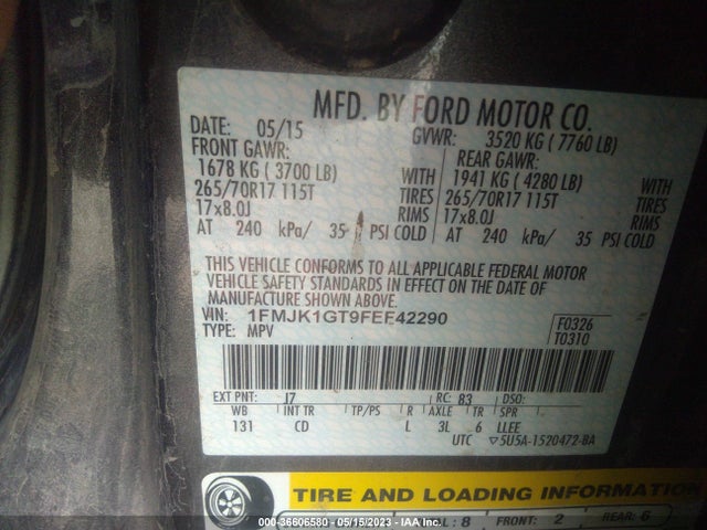 1FMJK1GT9FEF42290 Ford Expedition El Xl