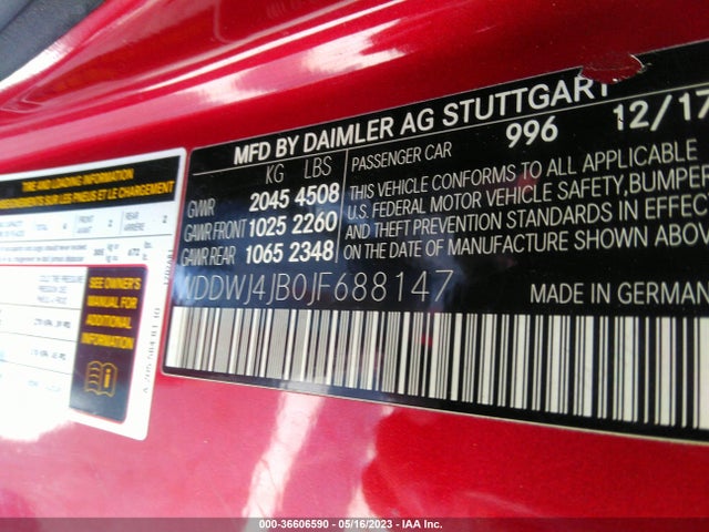 WDDWJ4JB0JF688147 Mercedes-Benz C-class C 300