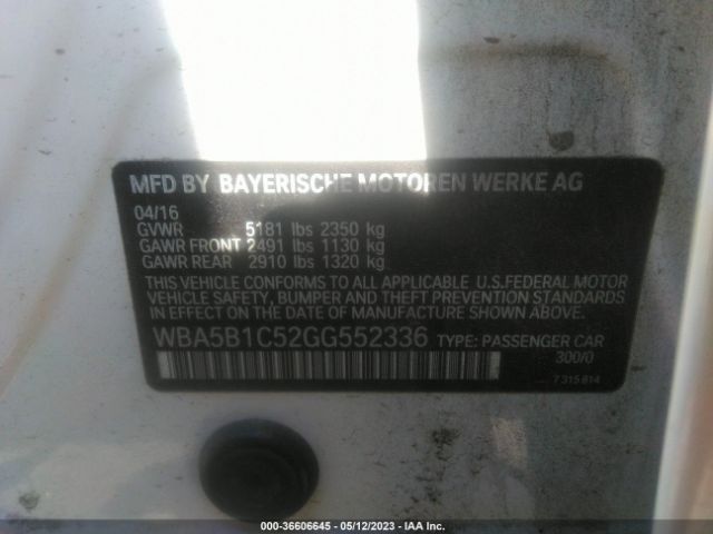 WBA5B1C52GG552336 BMW 5 Series 535i