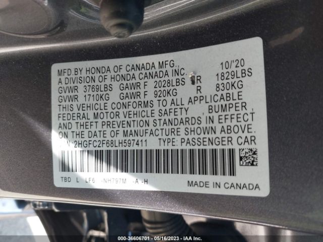 2HGFC2F68LH597411 Honda Civic Sedan Lx