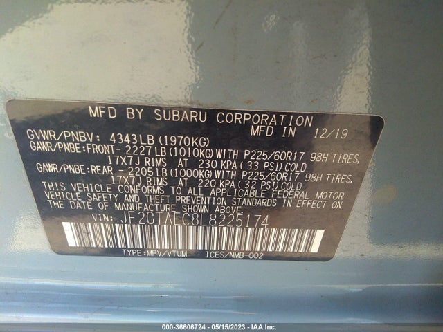 JF2GTAEC8L8225174 Subaru Crosstrek Premium