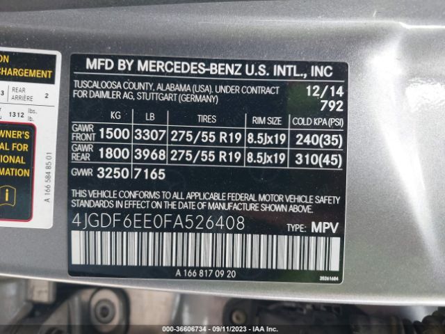 4JGDF6EE0FA526408 Mercedes-Benz Gl-class Gl 450