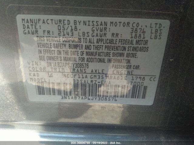 3N1AB7AP6JY308576 Nissan SENTRA SR