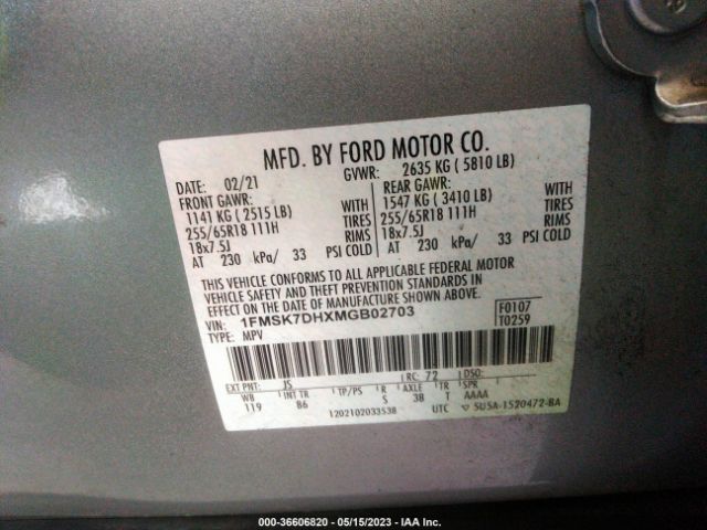 1FMSK7DHXMGB02703 Ford EXPLORER XLT