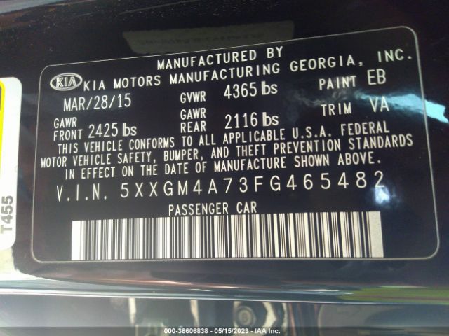 5XXGM4A73FG465482 KIA Optima Lx