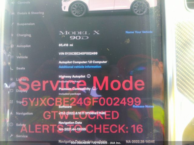 5YJXCBE24GF002499 Tesla Model X 70d/90d/75d/60d/p100d