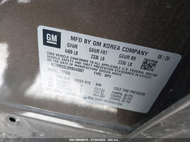 Chevrolet Trailblazer Activ 2021 KL79MSSL8MB048867 Image 9