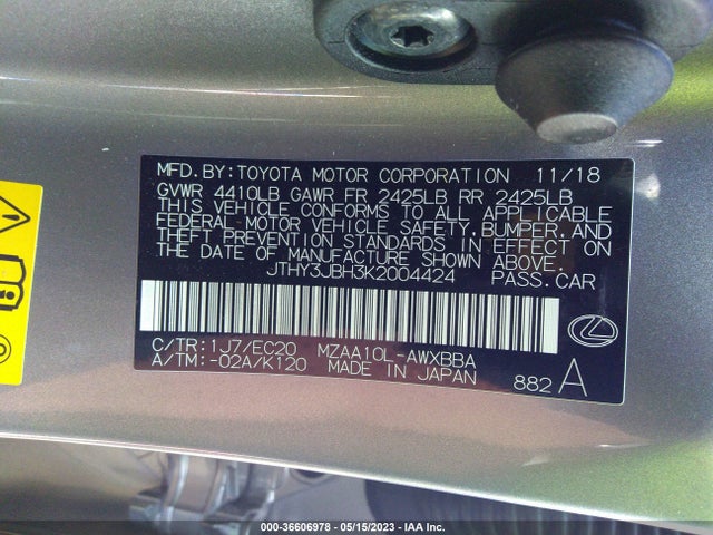 JTHY3JBH3K2004424 Lexus Ux Ux 200