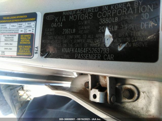 KNAFK4A64F5263793 KIA FORTE LX