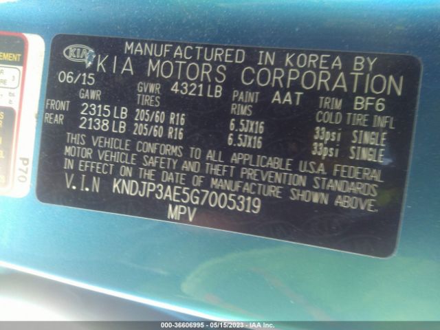 KNDJP3AE5G7005319 KIA SOUL EV