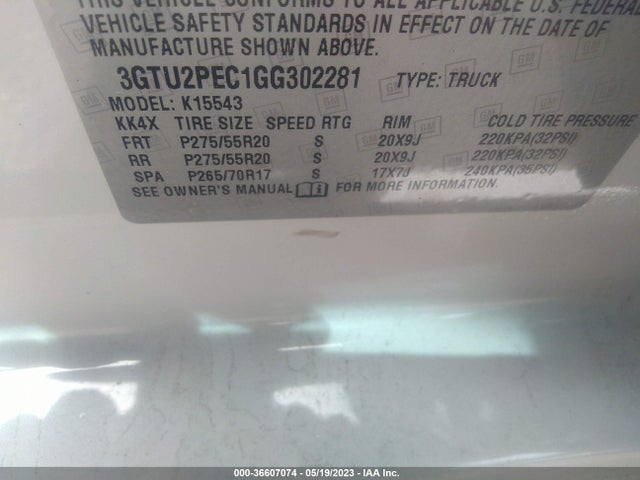 GMC Sierra 1500 Denali 2016 3GTU2PEC1GG302281 Image 9