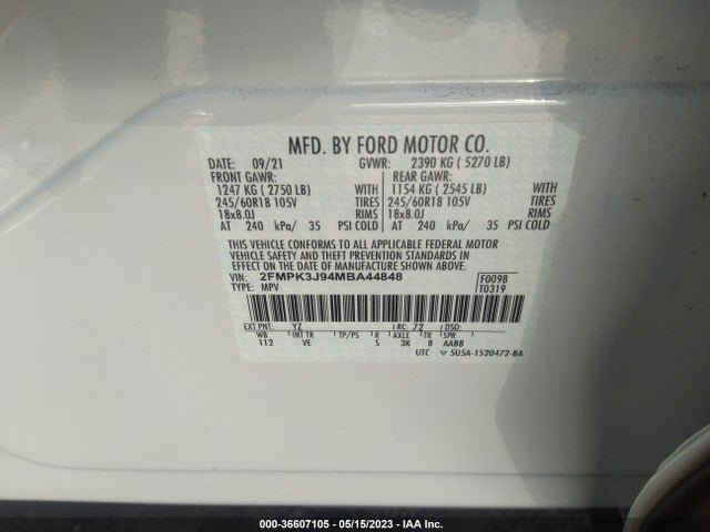 Ford Edge Sel/st-line 2021 2FMPK3J94MBA44848 Image 11