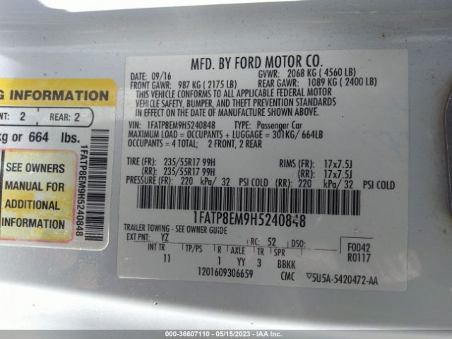 1FATP8EM9H5240848 Ford Mustang V6