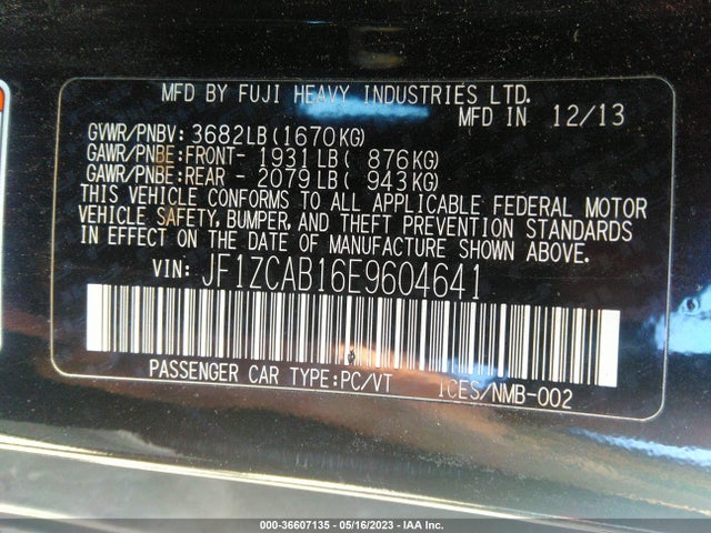 2014 Subaru BRZ, VIN: JF1ZCAB16E9604641