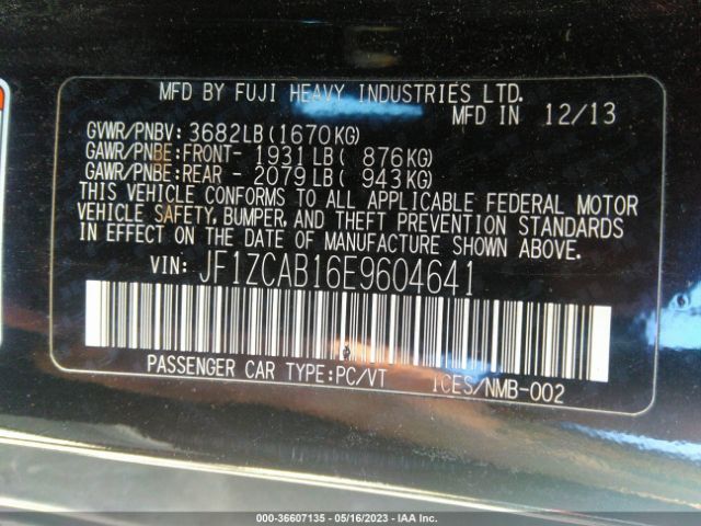 JF1ZCAB16E9604641 Subaru Brz Premium
