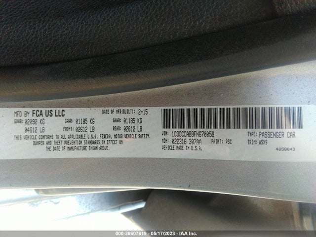 Chrysler 200 Limited 2015 1C3CCCAB8FN670059 Image 9