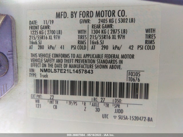 Ford Transit Connect Van Xl 2020 NM0LS7E21L1457843 Image 10