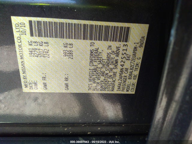 2011 NISSAN ALTIMA 2.5 SL VIN: 1N4AL2AP6BN425513