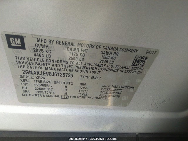Chevrolet EQUINOX LT 2018 2GNAXJEV8J6125726 Image 9
