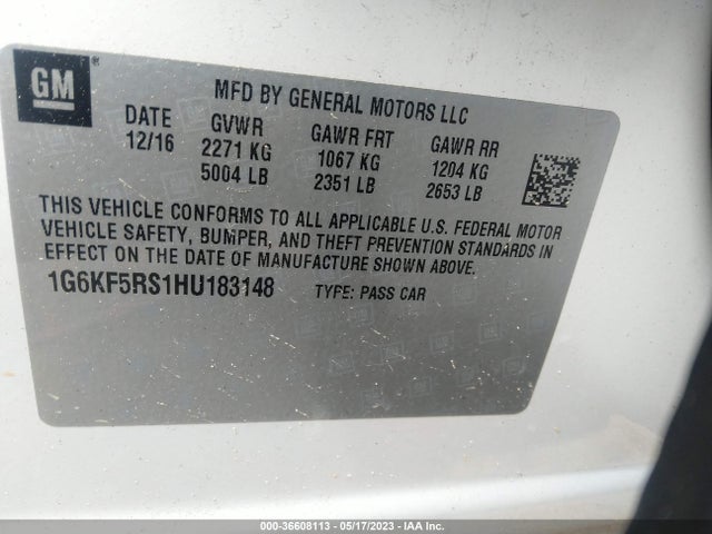 1G6KF5RS1HU183148 Cadillac Ct6 Sedan Premium Luxury Awd