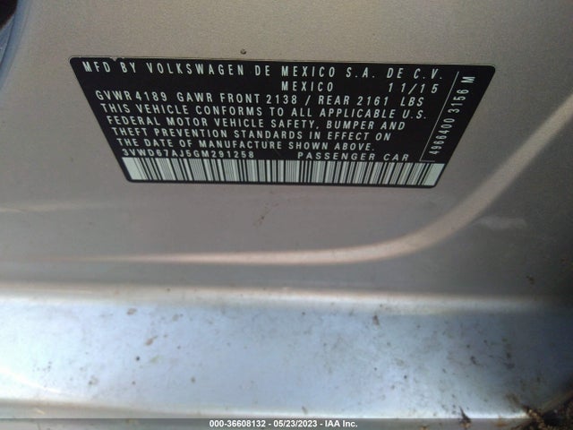 3VWD67AJ5GM291258 Volkswagen Jetta Sedan 1.4t Se