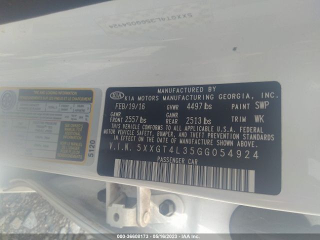 5XXGT4L35GG054924 KIA Optima Lx