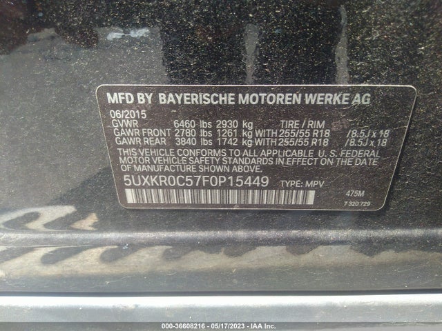 5UXKR0C57F0P15449 BMW X5 Xdrive35i