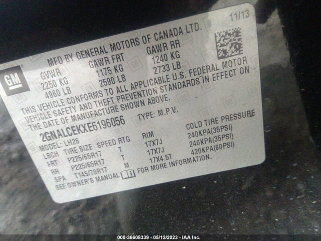 Chevrolet EQUINOX LT 2014 2GNALCEKXE6196056 Image 10