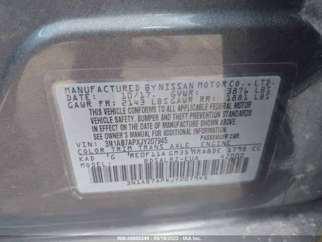 Nissan SENTRA S 2018 3N1AB7APXJY207945 Image 9