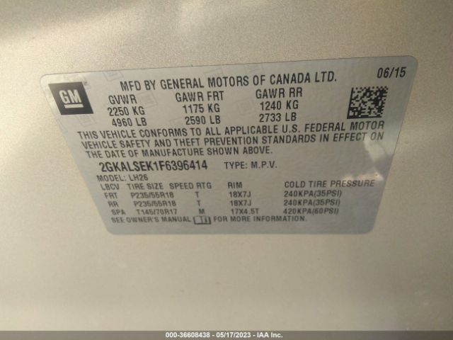 2GKALSEK1F6396414 GMC Terrain Slt