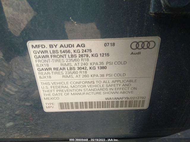 WA1ANAFY9J2212792 Audi Q5 Premium/tech Premium