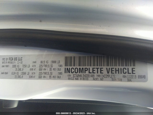 2017 Ram 5500 Chassis, VIN: 3C7WRNAL5HG591409