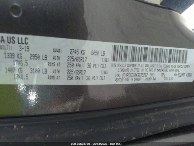 2C4RDGCG0KR675207 Dodge Grand Caravan Sxt