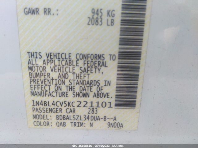 1N4BL4CV5KC221101 Nissan Altima 2.5 Sr