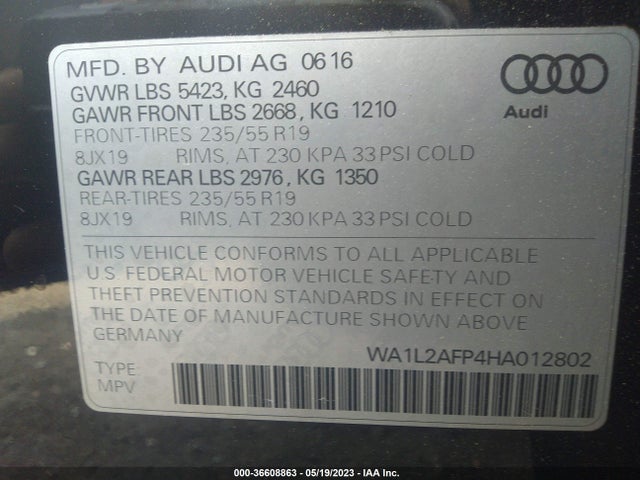 Audi Q5 Premium Plus 2017 WA1L2AFP4HA012802 Image 9