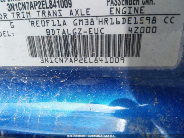 3N1CN7AP2EL841009 Nissan Versa Sl