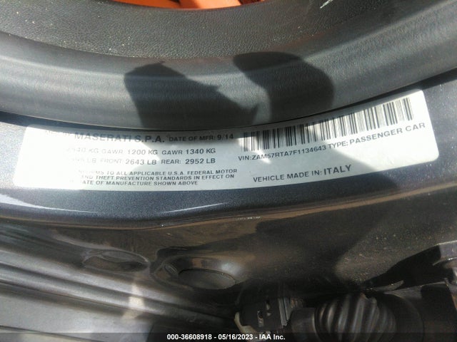 Продажа на аукционе авто 2015 Maserati Ghibli S Q4, vin: ZAM57RTA7F1134643, номер лота: 36608918