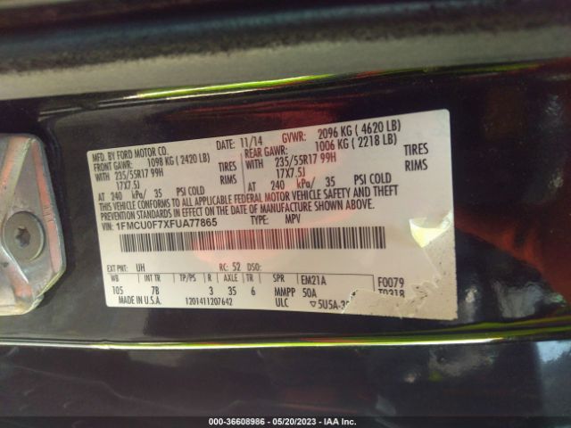 1FMCU0F7XFUA77865 Ford ESCAPE S