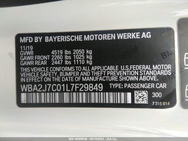 2020 BMW 2 Series, VIN: WBA2J7C01L7F29849