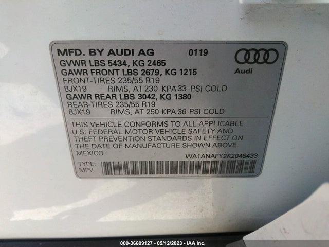 WA1ANAFY2K2048433 Audi Q5 PREMIUM