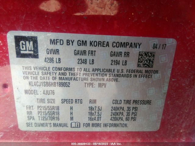 KL4CJ1SB6HB189052 Buick Encore Sport Touring