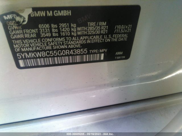 5YMKW8C55G0R43855 BMW X6 M