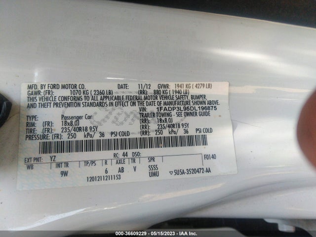 2013 FORD FOCUS ST VIN: 1FADP3L95DL196875