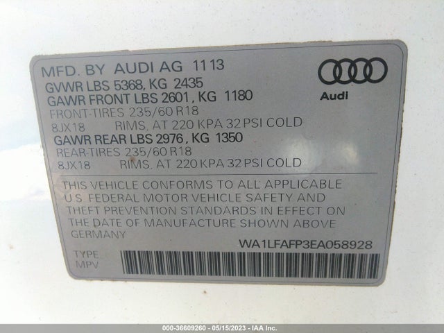 WA1LFAFP3EA058928 Audi Q5 Premium Plus