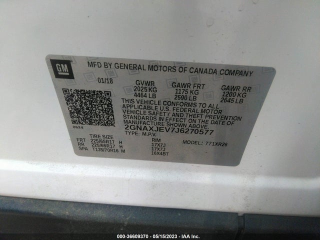 Chevrolet EQUINOX LT 2018 2GNAXJEV7J6270577 Image 10