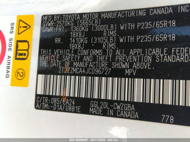 2T2ZZMCA4JC096727 Lexus Rx Rx 350