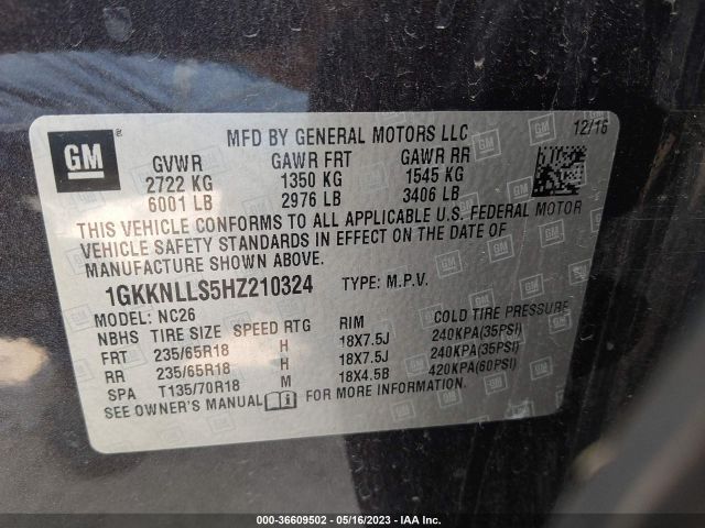 1GKKNLLS5HZ210324 GMC ACADIA SLE