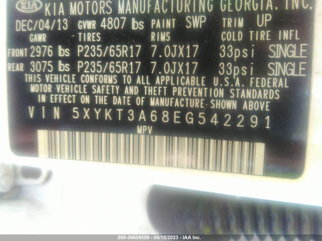 2014 KIA SORENTO LX VIN: 5XYKT3A68EG542291