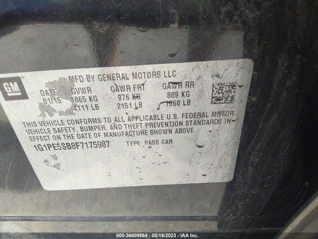 Chevrolet CRUZE LT 2015 1G1PE5SB8F7175987 Image 9
