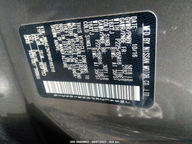JN8AE2KP6H9165316 Nissan Quest Sv